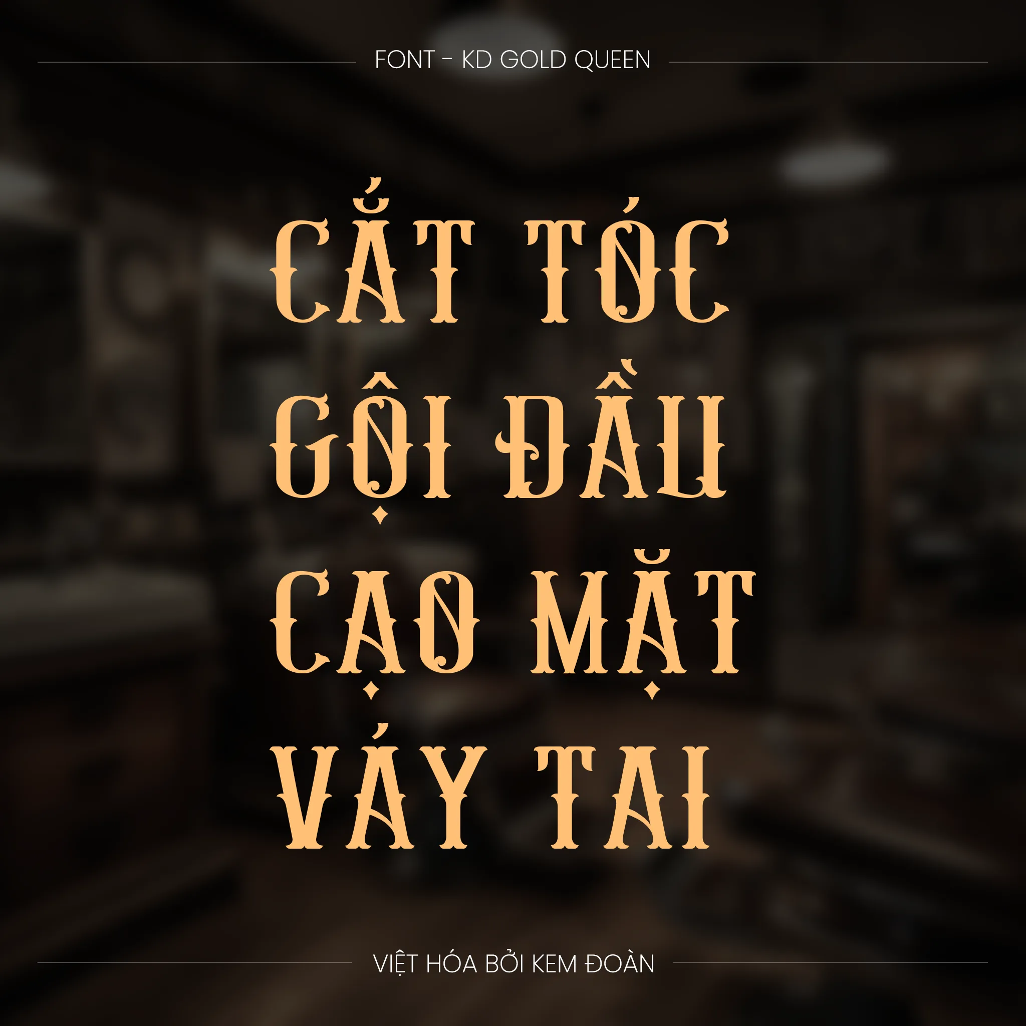 Demo Dịch vụ Barbershop bằng font Gold Queen