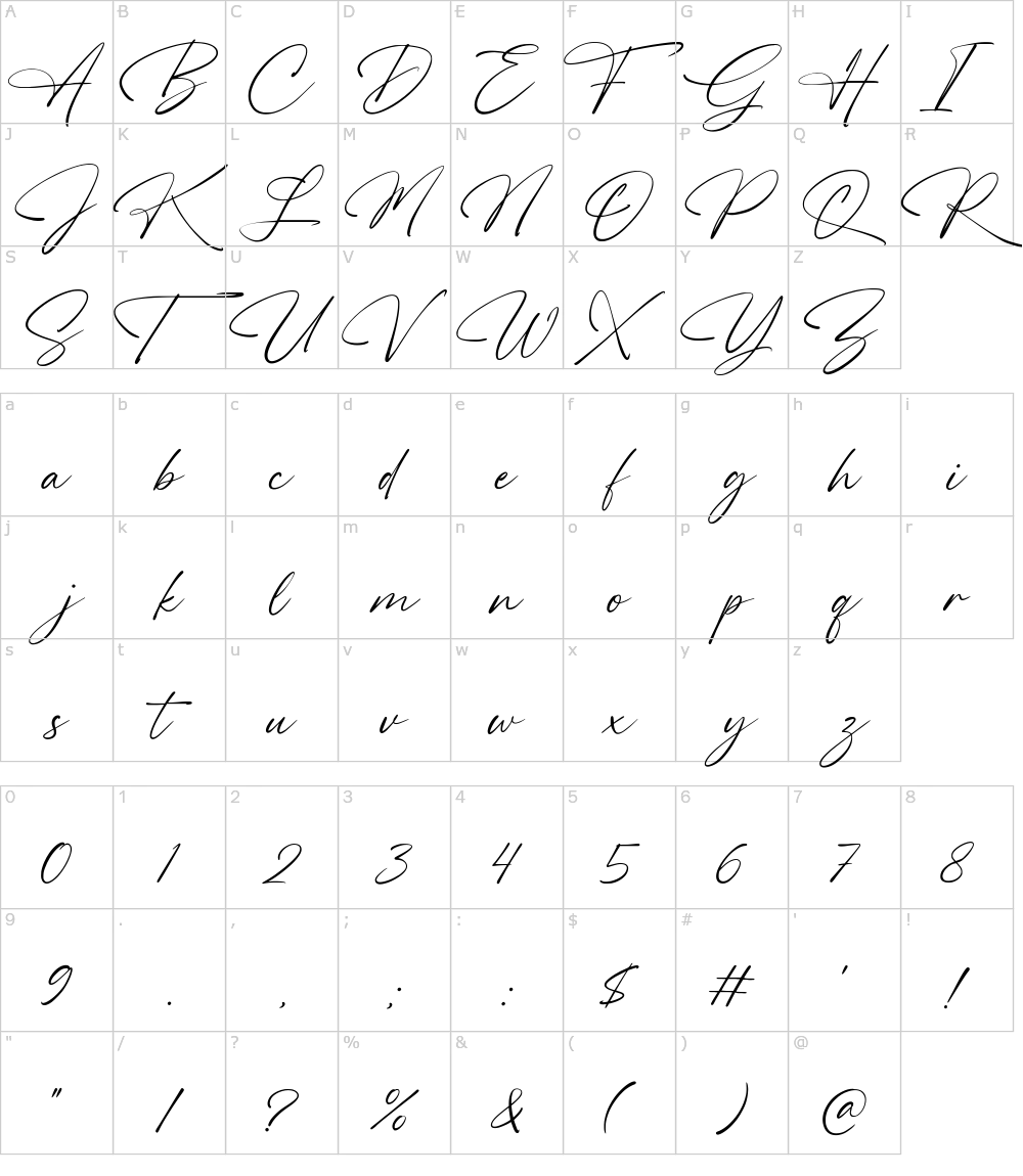 Ký tự trong font 1k high spirited